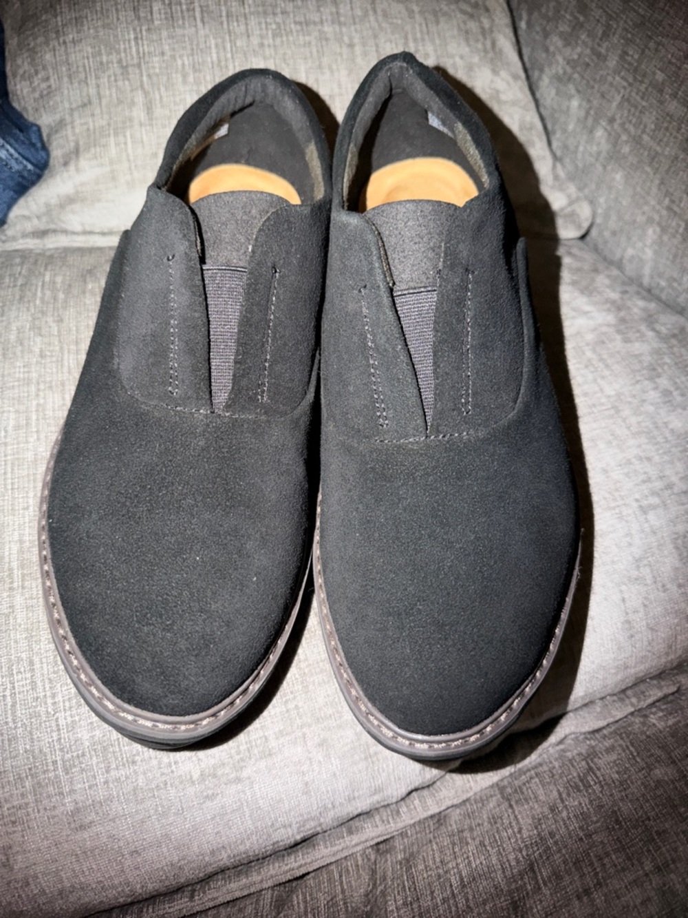 Clarks Black Suede Wedge Slip-On Women's Shoes